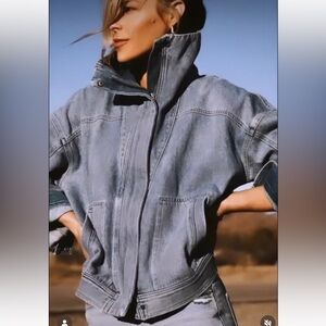 Mary Lawless Lee x Splendid Funnel Neck Denim Jacket